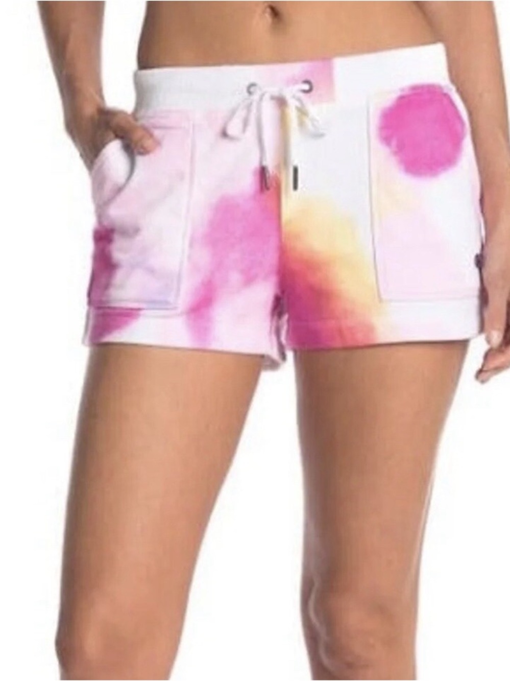 Champion Women’s Pink & Yellow Tie-Dye Drawstring Athletic Shorts